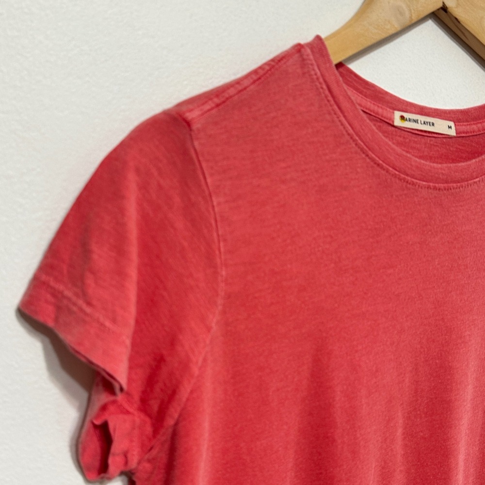 Marine Layer T-Shirt Womens Medium Red Short Sleeve Crew Neck Slub Knit Casual - Picture 3 of 8